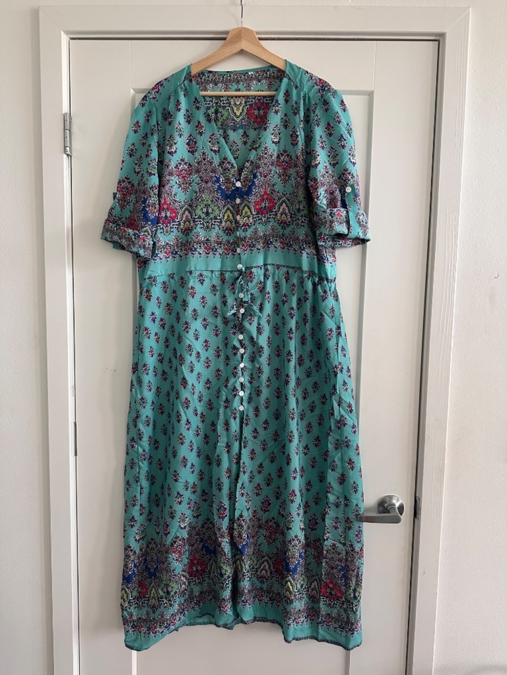 Button Down Short Sleeve County Dress - Picture 3 of 6